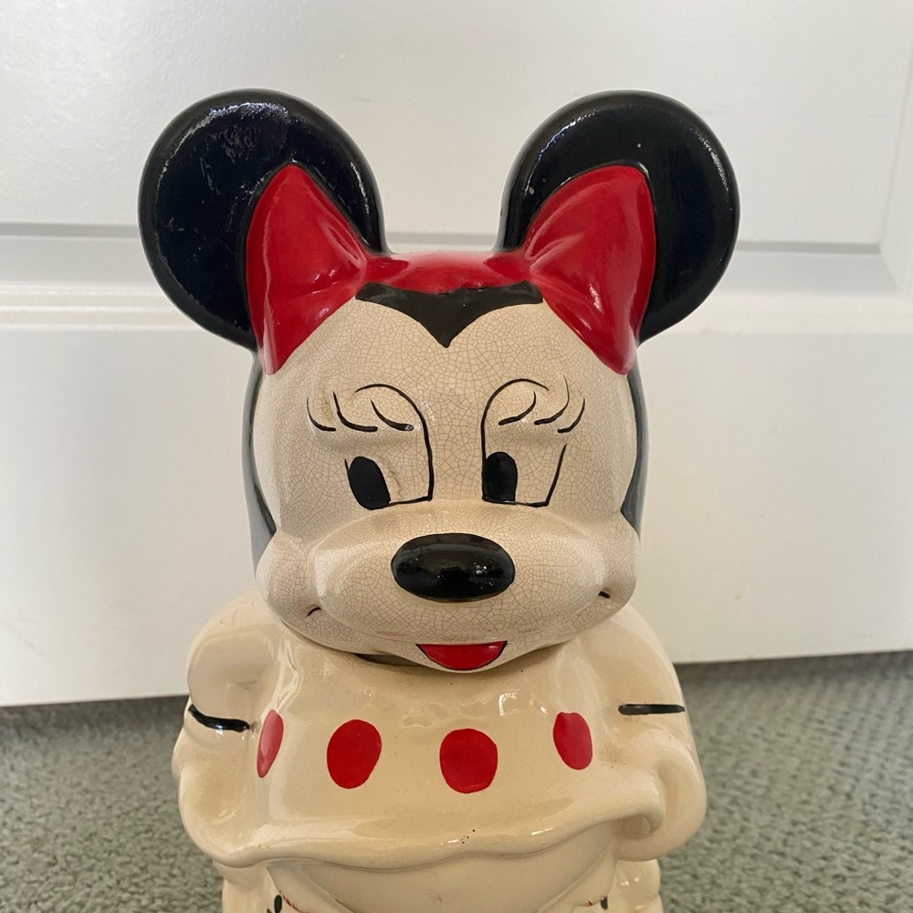 VINTAGE WALT DISNEY TURNABOUT 4in1 MICKEY & MINNIE CERAMIC COOKIE JAR! - Picture 4 of 8